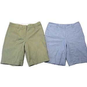 Talbots Perfect Chino Shorts 8 Chambray Olive Bermuda Coastal Preppy Lot of 2